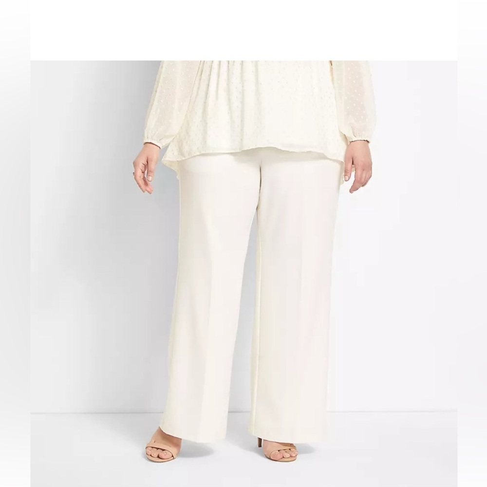 Lane Bryant Cream Wide-Leg Dress Pants